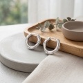 wholesale 925 Sterling Silver Hoop Earrings For Women Irregular Wavy Textured Chunky Huggie Hoops-0-3