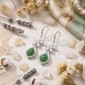 wholesale 925 Sterling Silver Elegant Sterling Silver Flower Dangle Earring with Teardrop Green Stone and Sparkling Accents-0-1