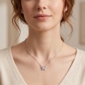 wholesale 925 Sterling Silver Butterfly Pendant Necklace With Round Moissanite Stone For Women-0-4
