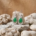 wholesale 925 Sterling Silver Butterfly Green Jade Teardrop Cubic Zirconia Drop Earrings For Women-0-1