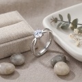 wholesale 925 Sterling Silver Round Cubic Zirconia Solitaire Split Band Ring For Women-0-3