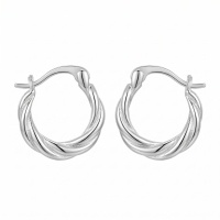 wholesale 925 Sterling Silver Twisted Hoop Earrings For Women Polished Finish-undefined