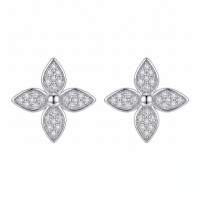 wholesale 925 Sterling Silver Moissanite Pave Flower Stud Earrings For Women-