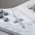 wholesale 925 Sterling Silver Moissanite Cross Pendant Necklace With Chain For Women-0-4