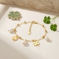 wholesale 925 Sterling Silver Sterling Silver Pearl and Four-Leaf Clover Charm Bracelet for Women-0-3