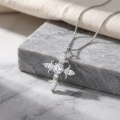 wholesale 925 Sterling Silver Moissanite Cross Pendant Necklace With Box Chain For Women-0-3