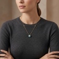 wholesale 925 Sterling Silver Gold Plated Amazonite Bead Pendant Necklace With Cubic Zirconia For Women-0-3