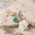 wholesale 925 Sterling Silver Elegant White Gold Pendant with Vibrant Green Gemstone and CZ Accents-0-3