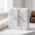 wholesale 925 Sterling Silver Moissanite Cross Pendant Necklace With Chain For Women-0-4