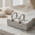 wholesale 925 Sterling Silver  Screw-Detail Huggie Hoop Earring-0-3