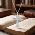 wholesale 925 Sterling Silver Moissanite Cross Pendant Necklace With Chain For Women Men-0-1