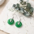 wholesale 925 Sterling Silver Elegant Jade Disc Earring with CZ-Set Leaf Pendant in Sterling -0-2