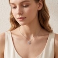 wholesale 925 Sterling Silver Butterfly Moissanite Halo Pendant Necklace For Women-0-2