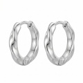 wholesale 925 Sterling Silver Wavy Twisted Hoop Earrings For Women Polished Chunky Hoops-0-0