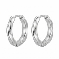 wholesale 925 Sterling Silver Wavy Twisted Hoop Earrings For Women Polished Chunky Hoops-undefined