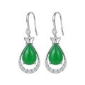 wholesale 925 Sterling Silver Butterfly Drop Earrings Green Jade Pear Cubic Zirconia For Women-0-0