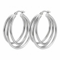 wholesale 925 Sterling Silver Triple Layer Hoop Earrings For Women Polished Finish-0-0