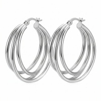 wholesale 925 Sterling Silver Triple Layer Hoop Earrings For Women Polished Finish-undefined