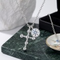 wholesale 925 Sterling Silver Beaded Cross Moissanite Pendant Necklace For Women-0-3