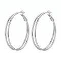 wholesale 925 Sterling Silver Triple-Layered  Hoop Earrings with Click-Top Closure-0-0
