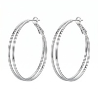 wholesale 925 Sterling Silver Triple-Layered  Hoop Earrings with Click-Top Closure-undefined