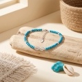 wholesale 925 Sterling Silver Infinity Cubic Zirconia Turquoise Beaded Anklet For Women-0-2