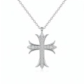 wholesale 925 Sterling Silver Moissanite Cross Pendant Necklace With Chain For Women Men-0-0