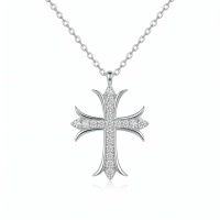 wholesale 925 Sterling Silver Moissanite Cross Pendant Necklace With Chain For Women Men-