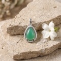 wholesale 925 Sterling Silver Teardrop Green Chalcedony Pendant With Cubic Zirconia For Women-0-3