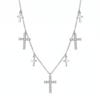 wholesale 925 Sterling Silver Moissanite Multi Cross Pendant Necklace For Women-