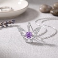 wholesale 925 Sterling Silver Purple Moissanite Butterfly Pendant Necklace For Women-0-3
