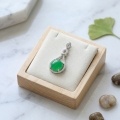 wholesale 925 Sterling Silver Elegant White Gold Pendant with Vibrant Green Gemstone and CZ Accents-0-2