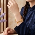 wholesale 24K Whimsical Celestial Bracelet with Vibrant Ribbed Beads and Enchanting Moon and Star Charms-0-3
