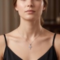 wholesale 925 Sterling Silver Moissanite Cross Pendant Necklace For Women-0-2