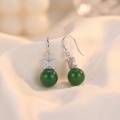 wholesale 925 Sterling Silver Drop Earrings Cubic Zirconia Star Green Jade Ball For Women-0-1
