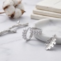wholesale 925 Sterling Silver Marquise Cz Leaf Hoop Earring In Sterling -0-1