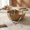 wholesale 925 Sterling Silver Colorful Bohemian Seed Bead Necklace with Sterling Silver Cubic Zirconia Charms and Pearls-0-1