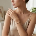 wholesale 925 Sterling Silver Elegant Double-strand White Pearl And Metallic Rice Bead Bracelet With Sterling Silver Clasp-0-1