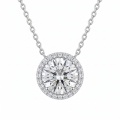 wholesale 925 Sterling Silver Oval Moissanite Halo Pendant Necklace With Chain For Women-0-1