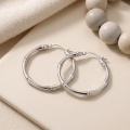 wholesale 925 Sterling Silver Elegant Sterling Silver Bamboo Style Textured Hoop Earrings for Women-0-1