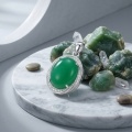wholesale 925 Sterling Silver Elegant Oval Green Gemstone Pendant with CZ Accents in  Setting-0-1