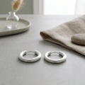 wholesale 925 Sterling Silver Brushed Finish Chunky Hoop Earrings For Women-0-2