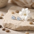 wholesale 925 Sterling Silver Heart-Shaped CZ Stud Earrings in White Gold-0-2