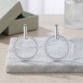 wholesale 925 Sterling Silver Elegant Circular CZ Accent Drop Earrings in  Tone-0-2