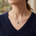 wholesale 925 Sterling Silver Teardrop Green Chalcedony Pendant With Cubic Zirconia For Women-0-4