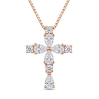 wholesale S925 Sterling Silver Elegant And Sparkling Pear-shaped And Round-cut Moissanite Cross Pendant Necklace - Jewelryodm-