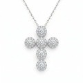 wholesale 925 Sterling Silver Halo Moissanite Cross Pendant Necklace For Women-0-0