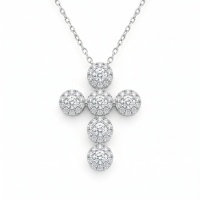 wholesale 925 Sterling Silver Halo Moissanite Cross Pendant Necklace For Women-
