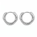 wholesale 925 Sterling Silver Hoop Earrings For Women Irregular Wavy Textured Chunky Huggie Hoops-0-0