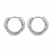 wholesale 925 Sterling Silver Hoop Earrings For Women Irregular Wavy Textured Chunky Huggie Hoops-undefined